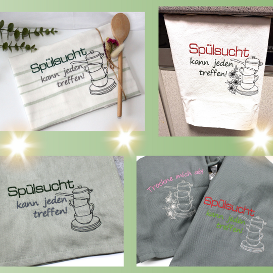 Stickdatei Geschirrtuch Spruch Sprüche Küche