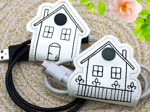 neu Stickdatei ITH Kabelbinder Haus Häuser