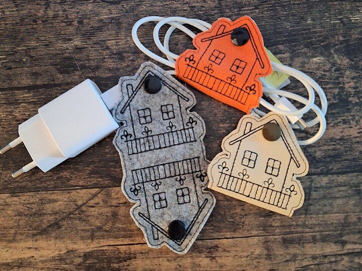 neu Stickdatei ITH Kabelbinder Haus Häuser