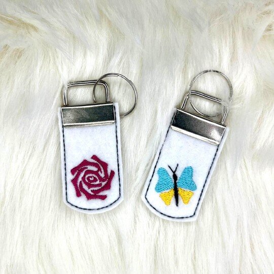 Stickdatei ITH Anhänger Blumen Schlüsselanhänger