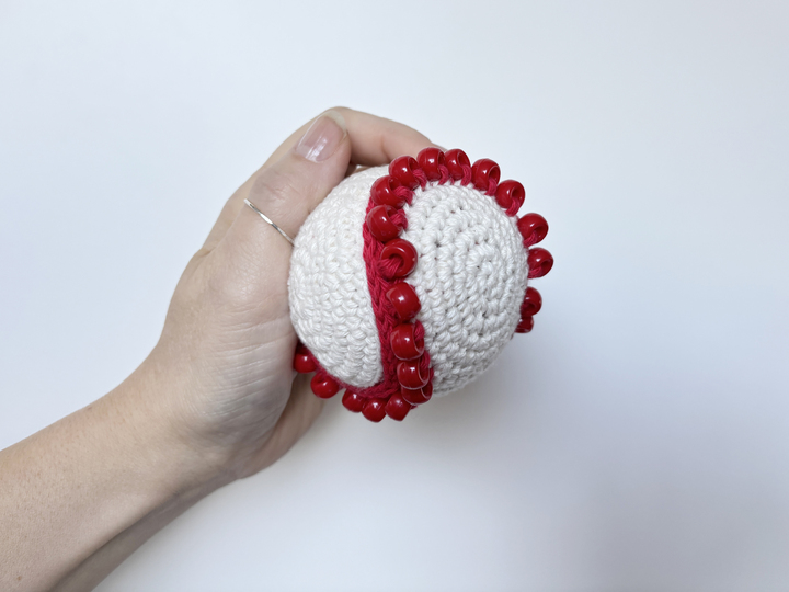 Beaded Fidget Toy Baseball Crochet Pattern, Amigurumi Fidget Stress ball