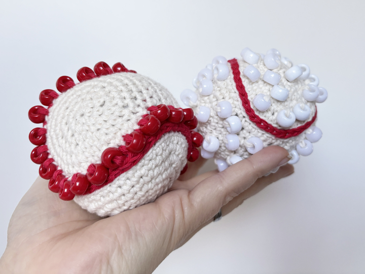 Beaded Fidget Toy Baseball Crochet Pattern, Amigurumi Fidget Stress ball