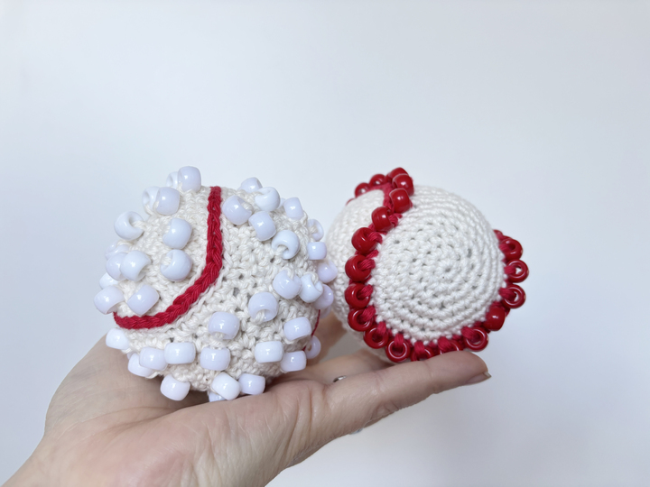 Beaded Fidget Toy Baseball Crochet Pattern, Amigurumi Fidget Stress ball