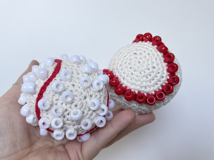 Beaded Fidget Toy Baseball Crochet Pattern, Amigurumi Fidget Stress ball