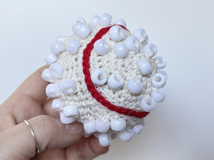 Beaded Fidget Toy Baseball Crochet Pattern, Amigurumi Fidget Stress ball