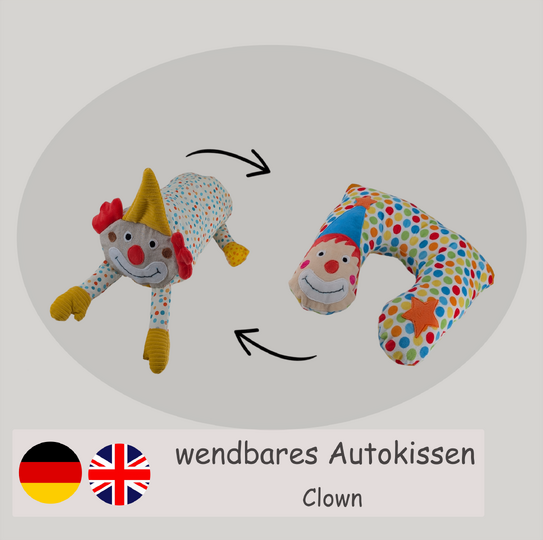 Pattern clown Flip Roll & Neck Pillow – the convertible travel pillow