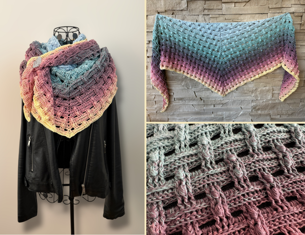 Crochet Pattern Flat Triangular Scarf "Diopatra"
