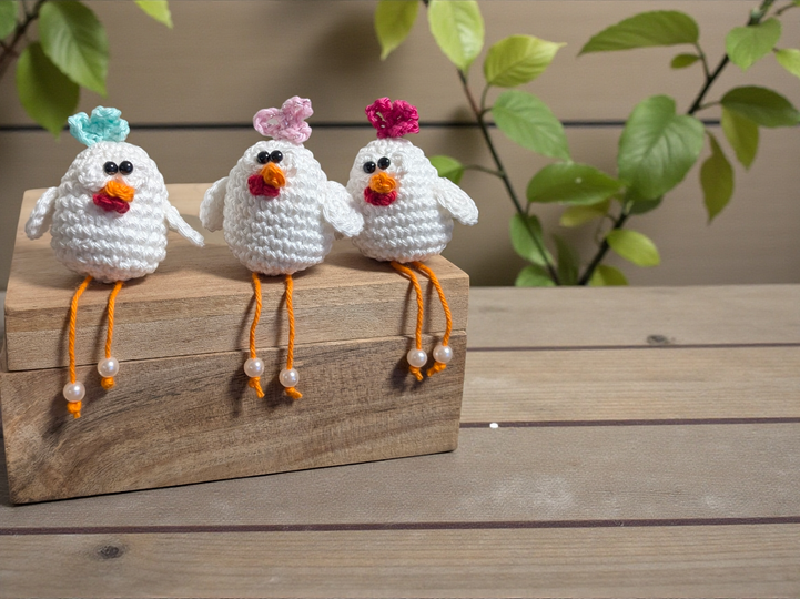 Kleine Hühner – Kantenhocker & Anhänger 