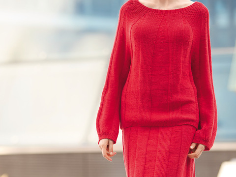 Pulli und Rock mit Rippenstreifen