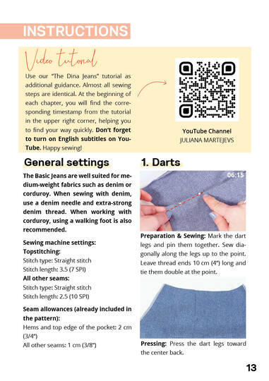 Jeans Pants Sewing Pattern for Ladies in Sizes XS-XXXL Instant PDF Download
