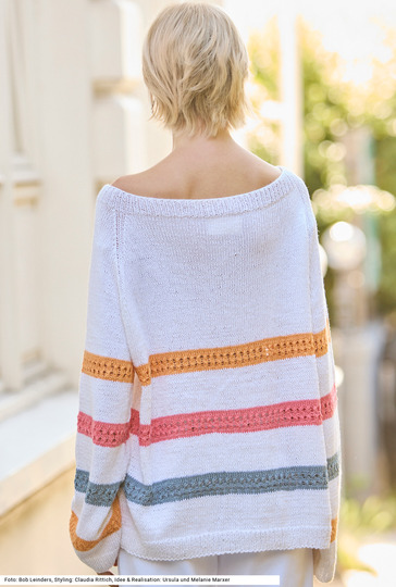 Raglanpulli mit Ajourmuster-Streifen