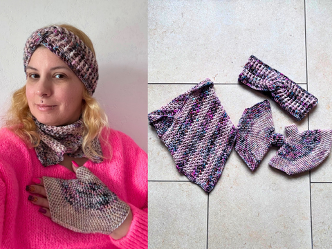 Häkelanleitung „Alltagswärme“ – Set aus Stirnband, Handstulpen & Halswärmer