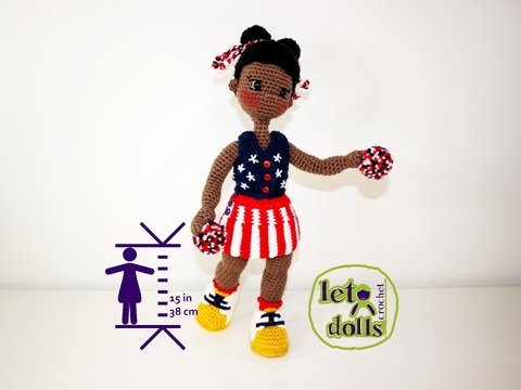 Liberty Small Crochet Doll Pattern, Amigurumi, 15"/ 38 cm Tall