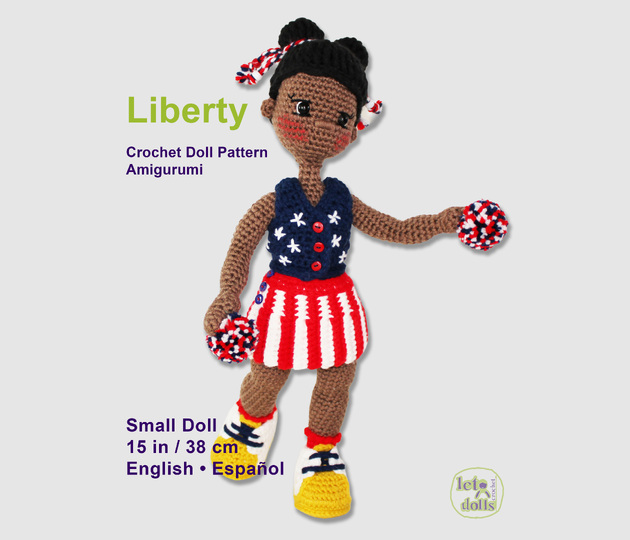 Liberty Small Crochet Doll Pattern, Amigurumi, 15"/ 38 cm Tall