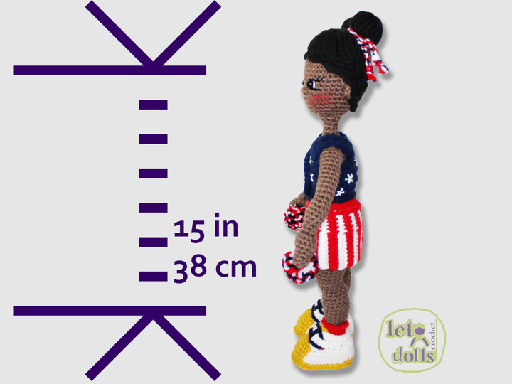 Liberty Small Crochet Doll Pattern, Amigurumi, 15"/ 38 cm Tall