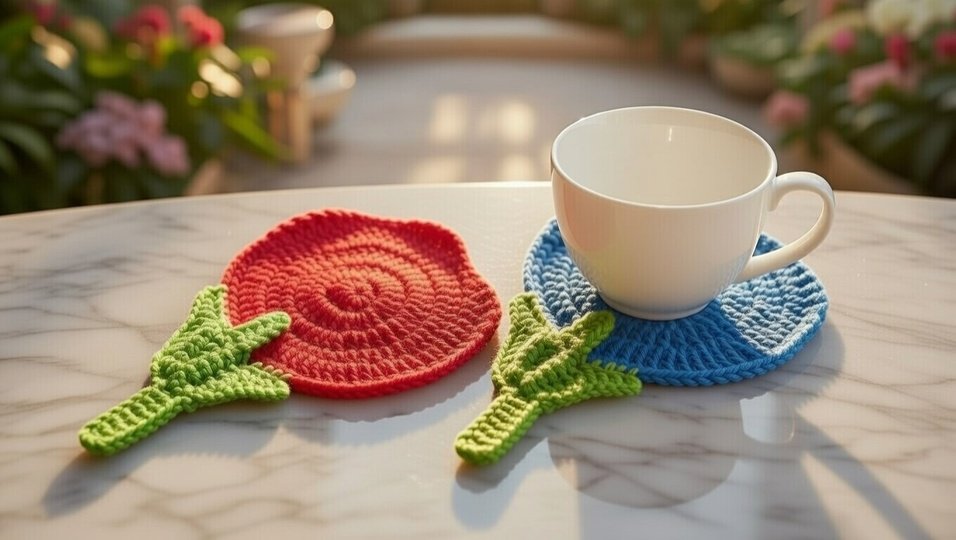 Crochet Tulip Flower Coaster Pattern | PDF + Video Tutorial