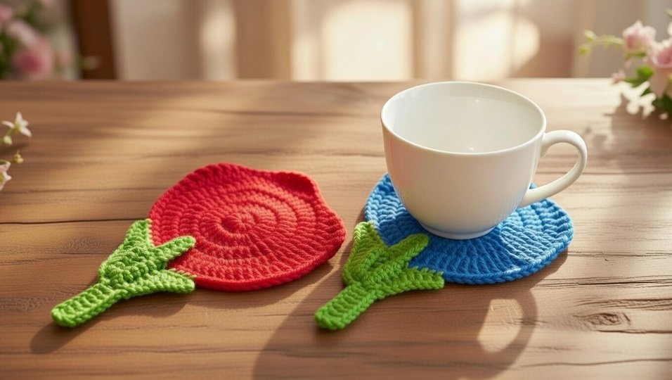 Crochet Tulip Flower Coaster Pattern | PDF + Video Tutorial