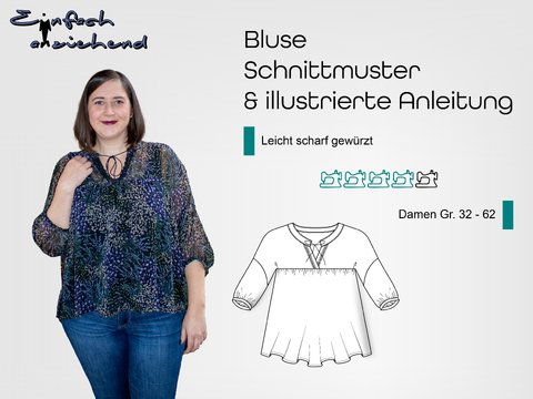 Schnittmuster Bluse Leicht scharf gewürzt Gr. 32 - 62 Damen