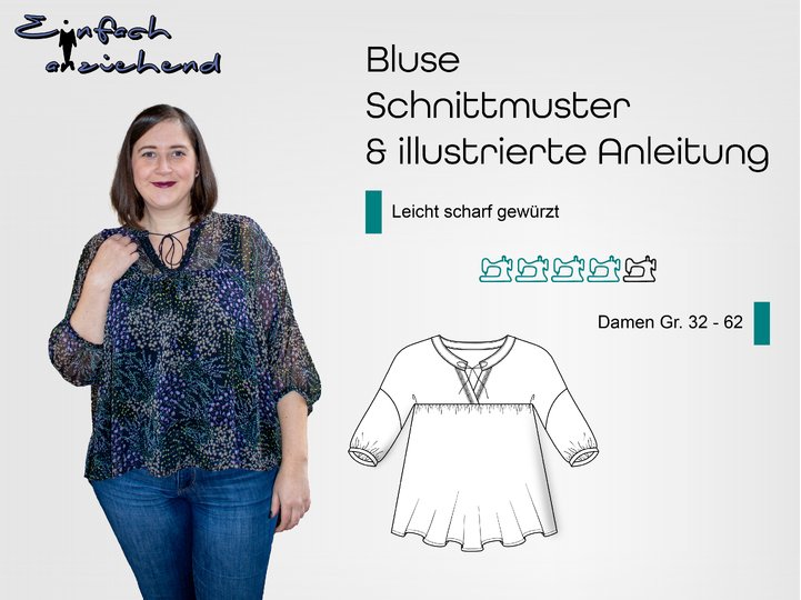 Schnittmuster Bluse Leicht scharf gewürzt Gr. 32 - 62 Damen