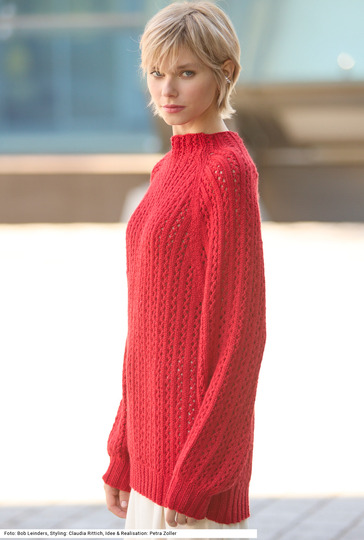 Raglanpulli im Lochmuster