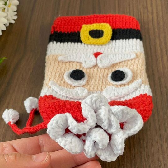 Santa Gift Pouch – Crochet Santa Bag PDF Pattern with Step-by-Step Tutorial
