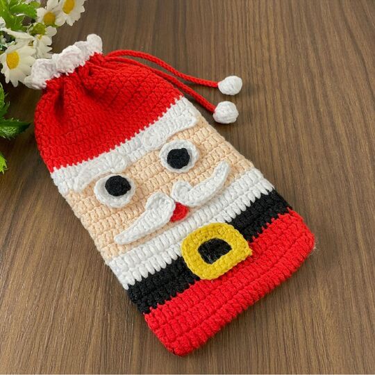 Santa Gift Pouch – Crochet Santa Bag PDF Pattern with Step-by-Step Tutorial