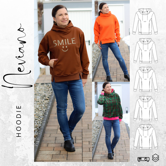 Ebook Hoodie NEVIANO Ge. 34-54 PDf-Schnittmuster