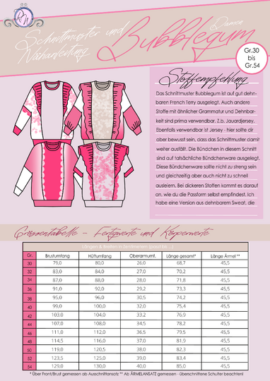 E-Book Schnittmuster Bubblegum Damen Gr. 30 bis 54