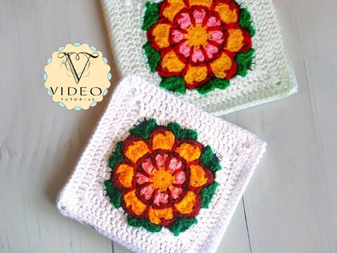 Floral Granny Square Crochet Pattern – Flower Layered Boho Apartment Decor