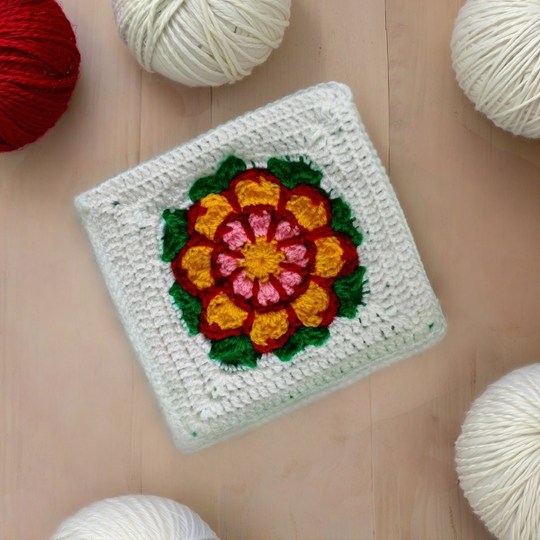 Floral Granny Square Crochet Pattern – Flower Layered Boho Apartment Decor