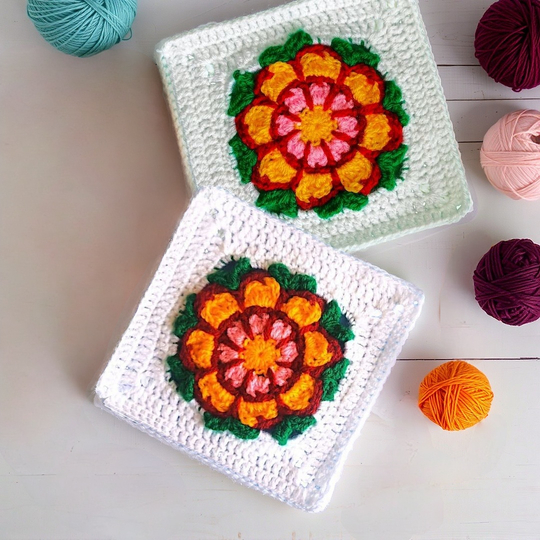 Floral Granny Square Crochet Pattern – Flower Layered Boho Apartment Decor