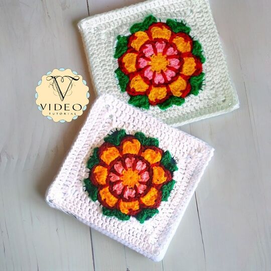 Floral Granny Square Crochet Pattern – Flower Layered Boho Apartment Decor