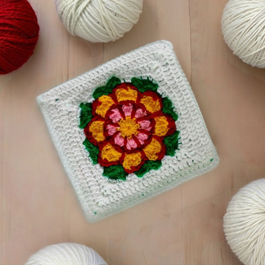 Floral Granny Square Crochet Pattern – Flower Layered Boho Apartment Decor