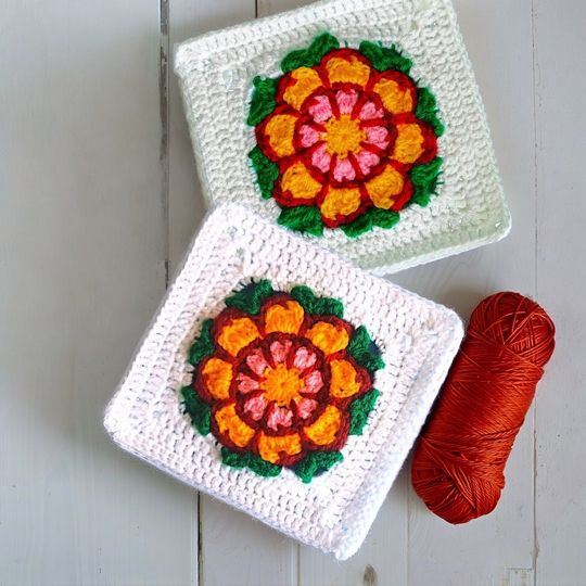 Floral Granny Square Crochet Pattern – Flower Layered Boho Apartment Decor