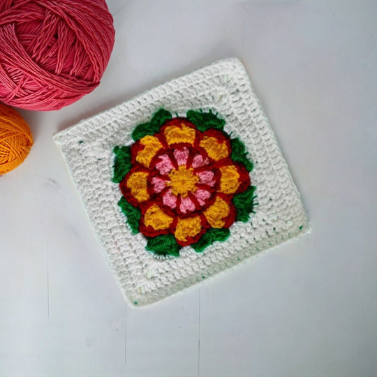 Floral Granny Square Crochet Pattern – Flower Layered Boho Apartment Decor