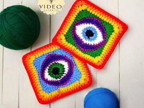 Nazar Evil Eye Granny Square Crochet Pattern - Ancient Amulet Protection