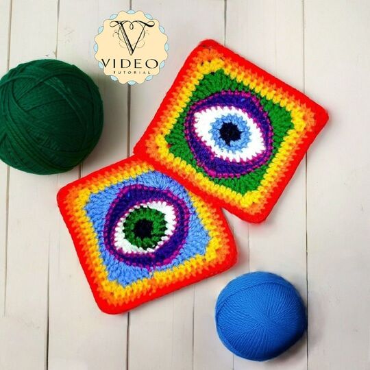 Nazar Evil Eye Granny Square Crochet Pattern - Ancient Amulet Protection
