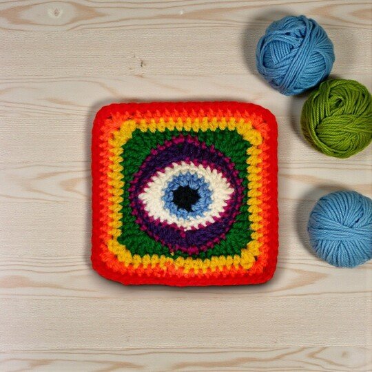 Nazar Evil Eye Granny Square Crochet Pattern - Ancient Amulet Protection