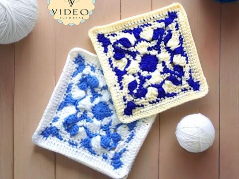 Mosaic Granny Square Pattern – Azulejos Aveiro Portuguese Tile Crochet