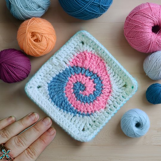 Granny Square Pattern with Spiral Crochet Heart