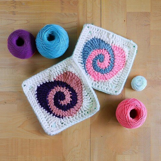 Granny Square Pattern with Spiral Crochet Heart