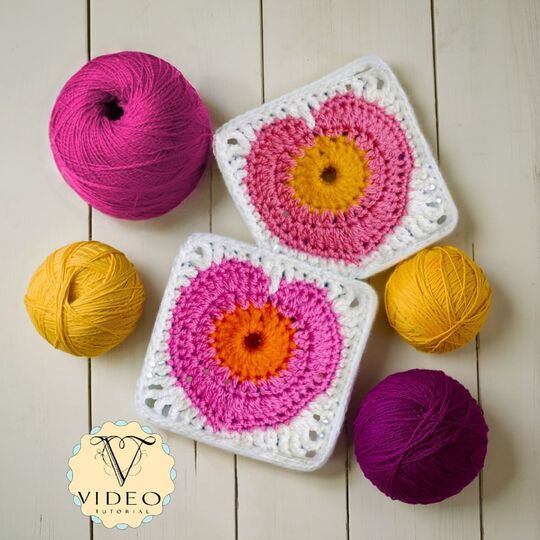 Heart Granny Square Crochet Pattern