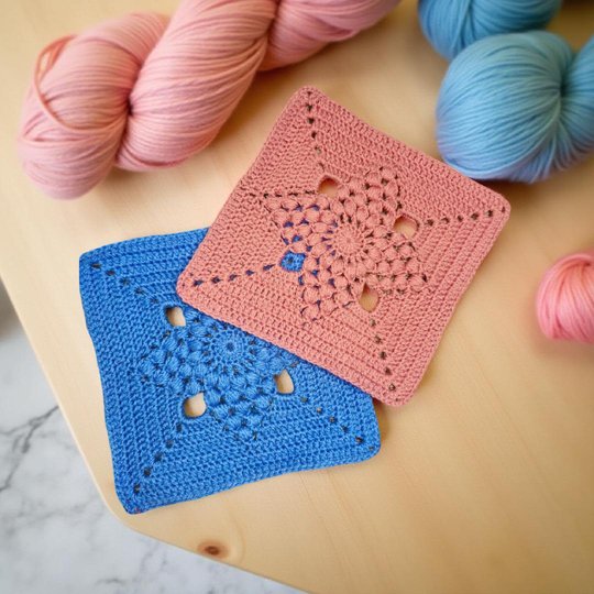 Star Granny Square Crochet Pattern with Puff Stitch and Openwork Design