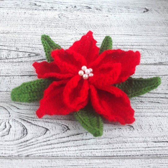 Poinsettia Crochet Pattern: Christmas Flower Ornament