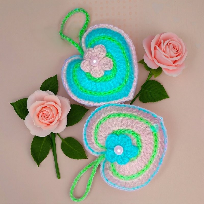 Valentines Plush Crochet Heart Pillow - Image 4