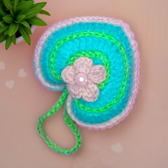 Valentines Plush Crochet Heart Pillow