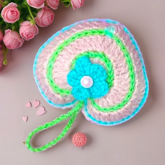 Valentines Plush Crochet Heart Pillow