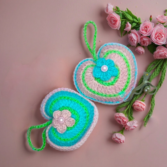 Valentines Plush Crochet Heart Pillow