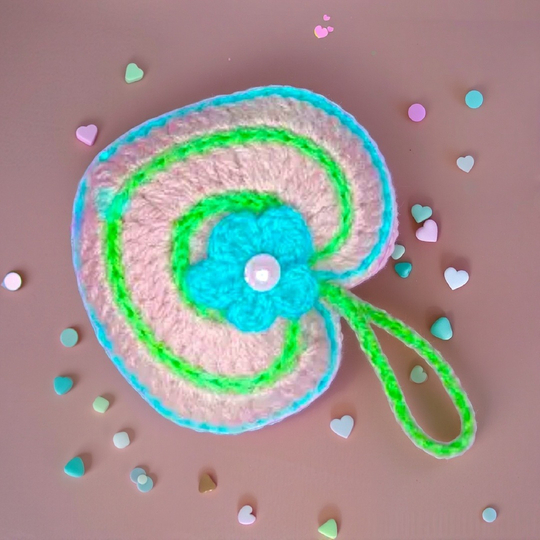 Valentines Plush Crochet Heart Pillow