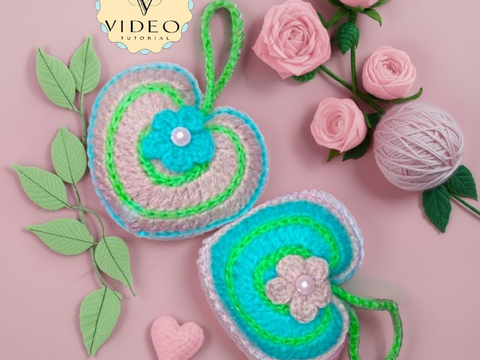 Valentines Plush Crochet Heart Pillow